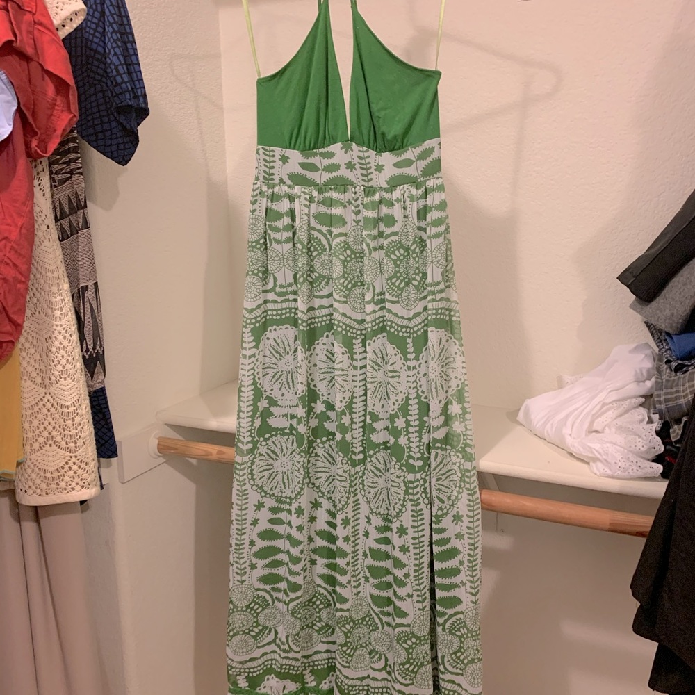 Maxi dress with spaghetti neck tie straps